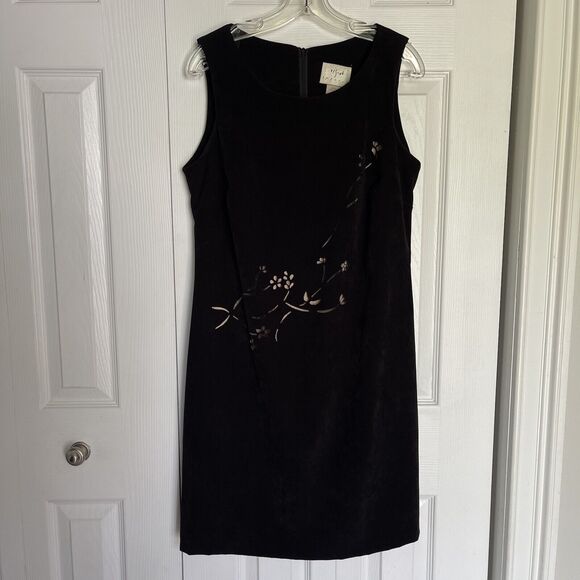 Vintage 90's Vision Apparel Black Dress Womens Size 8 Faux Suede Sleeveless - Picture 13 of 16